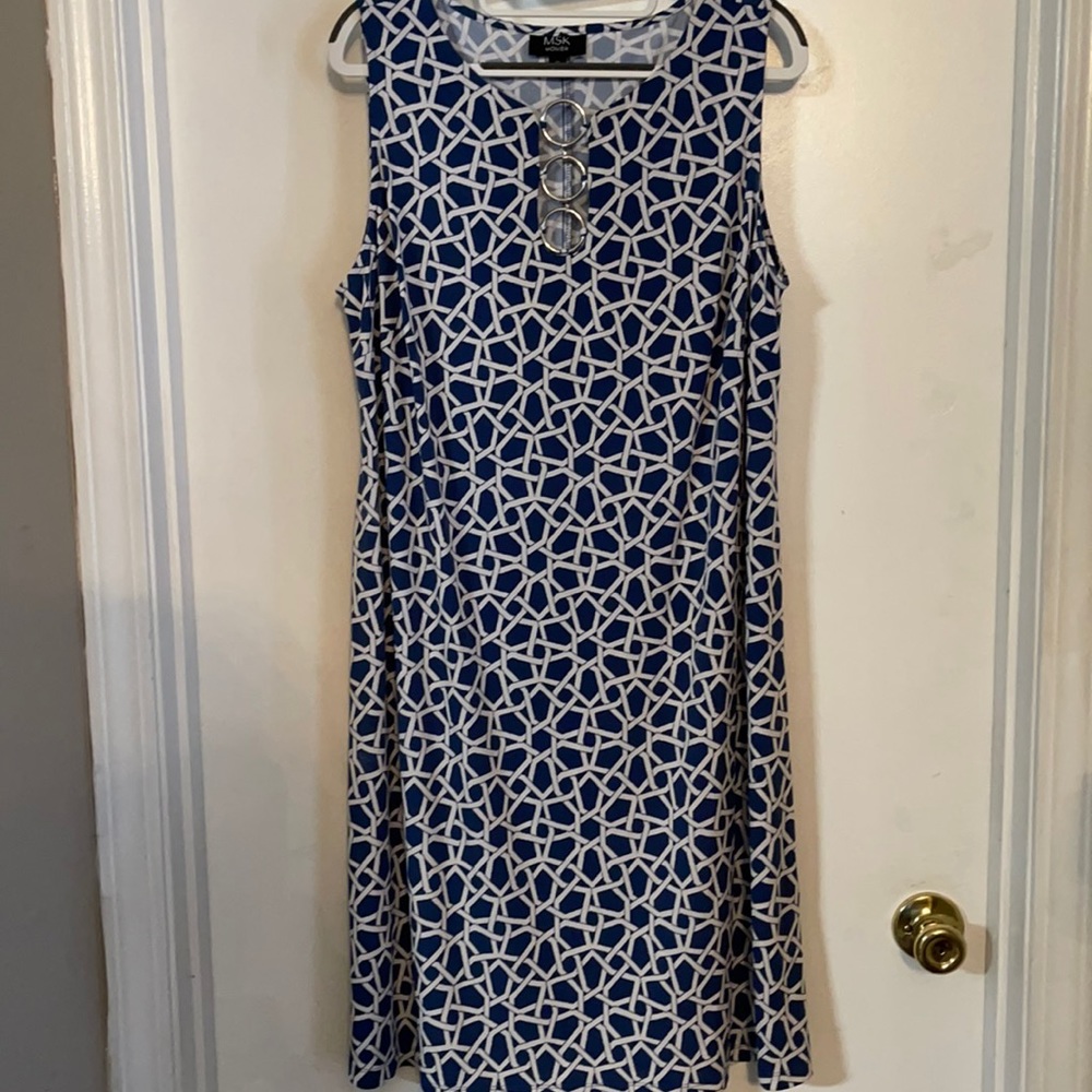 Blue Dress with White Circle designs